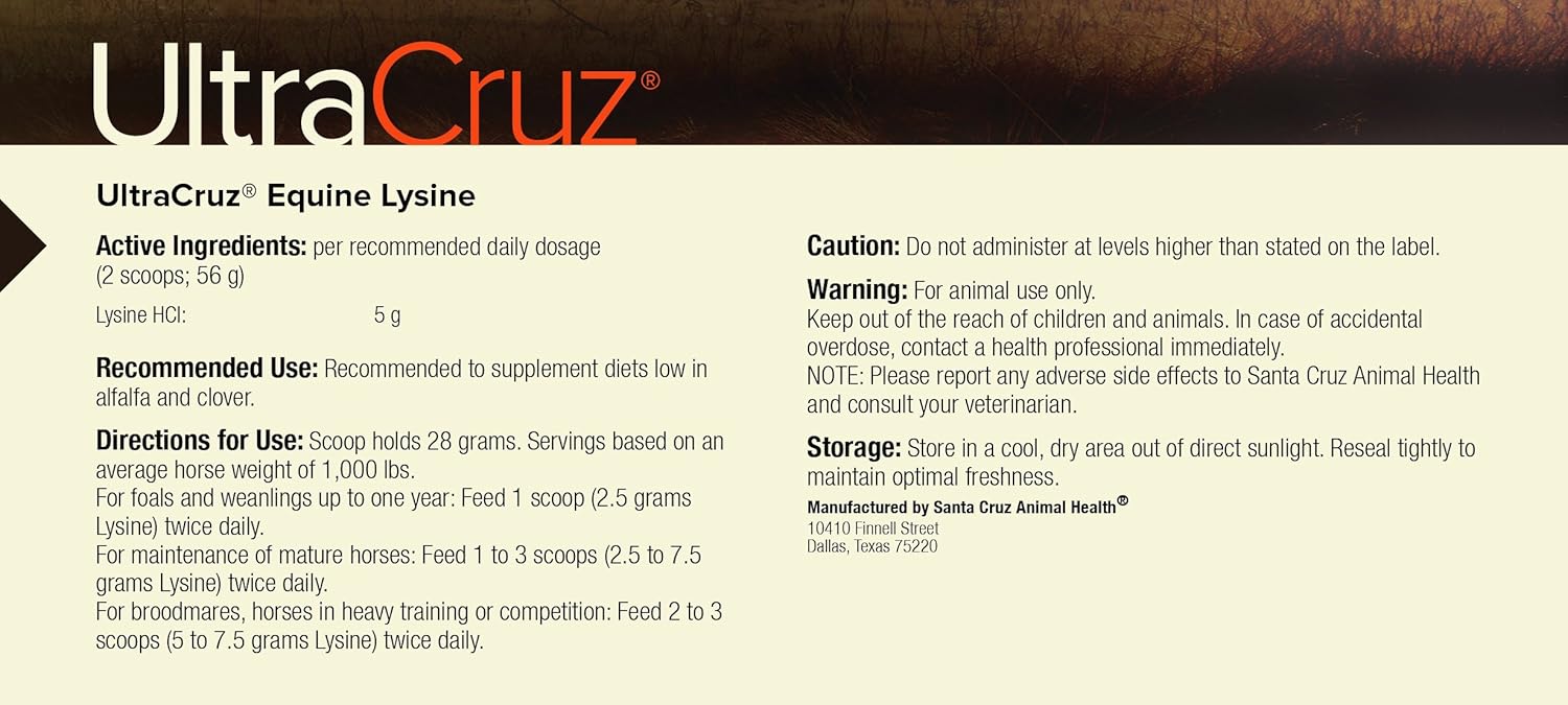 25 lb Pellet UltraCruz Equine Lysine Supplement: 200 Day Supply
