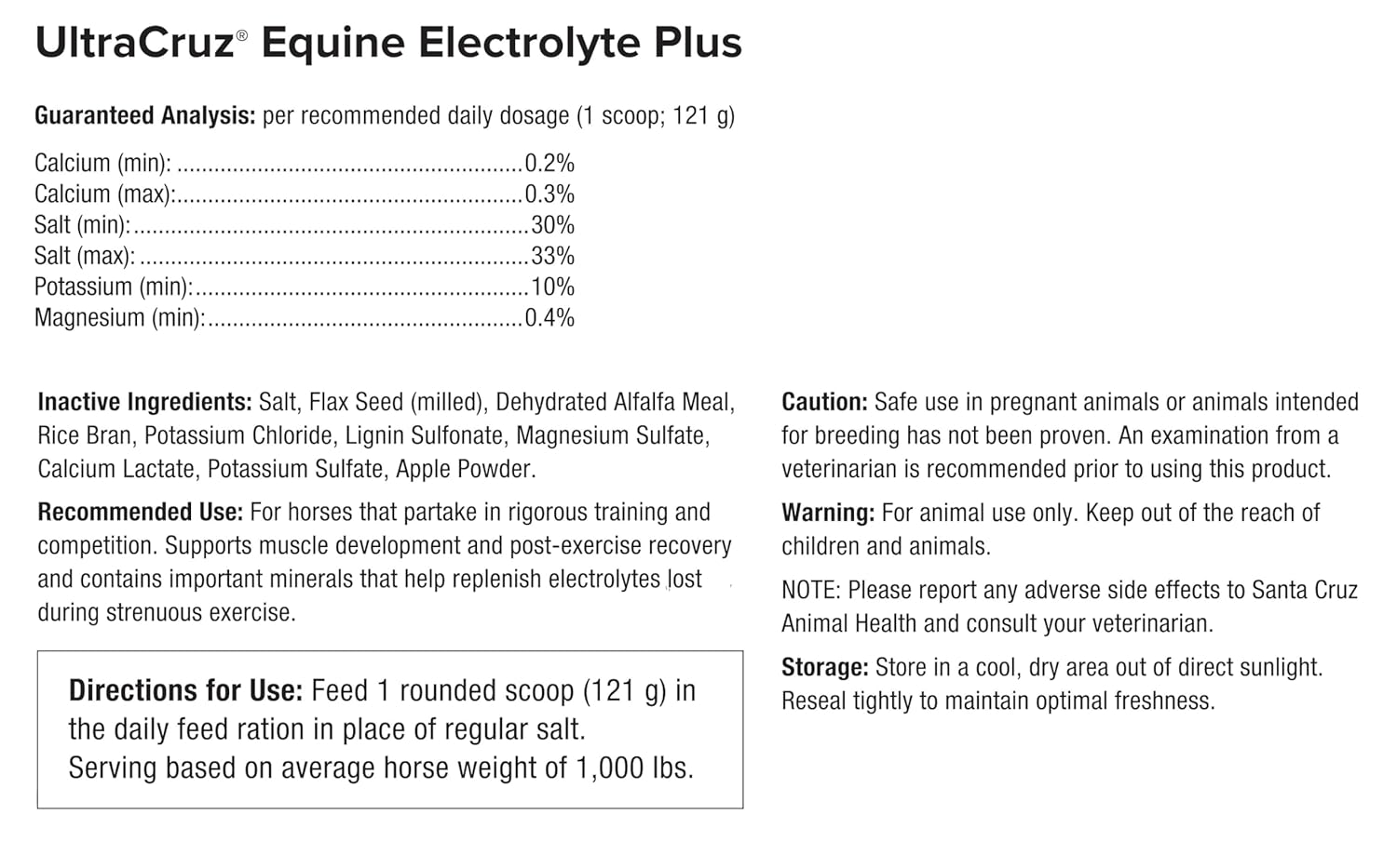 25 lb UltraCruz Equine Electrolyte Plus Pellet Supplement for Horses (93 Day Supply)
