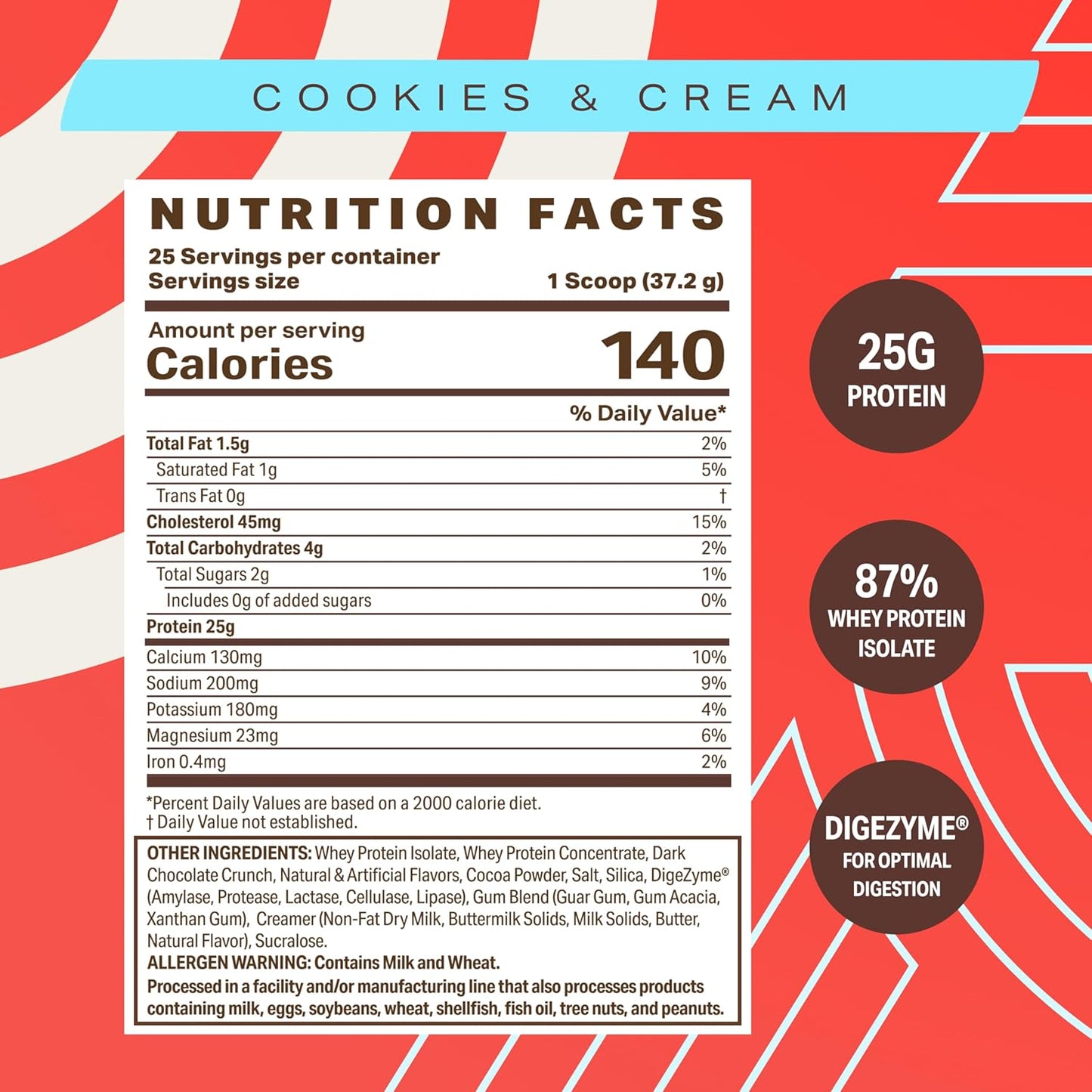 25 Servings of Podium Nutrition Cookies & Cream Whey Protein Powder with 25g Protein