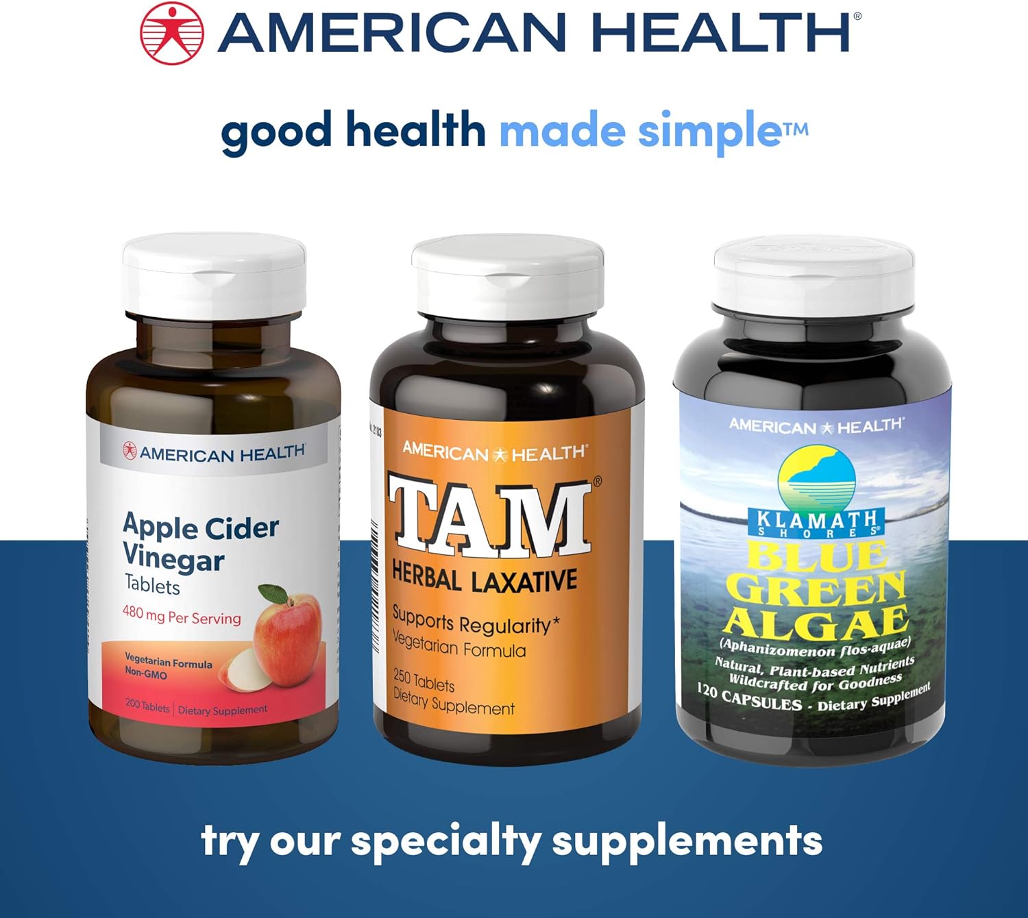 250 Count American Health Tam Herbal Laxative Dietary Fiber Supplements