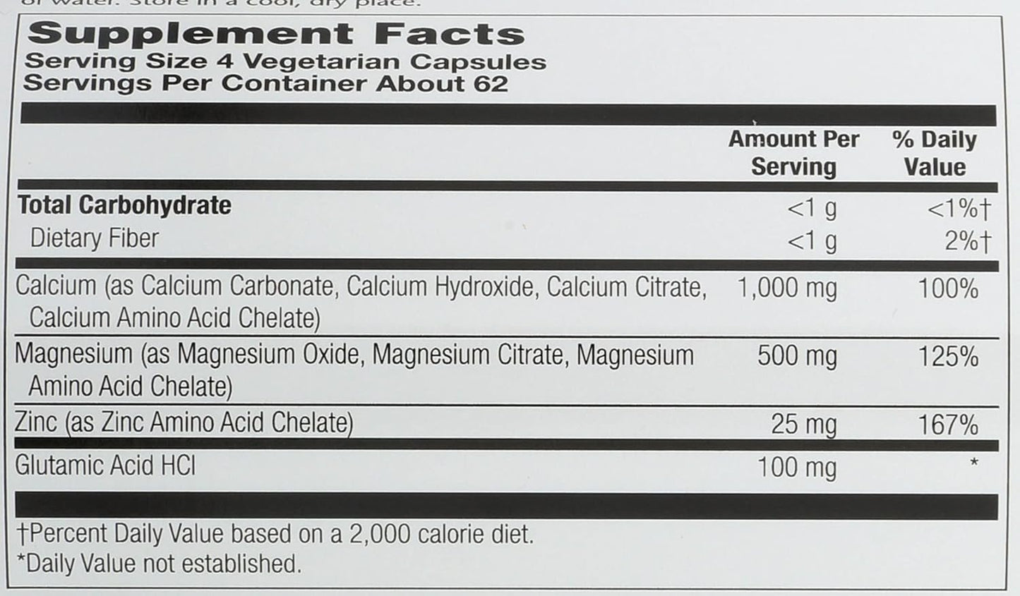 250 Count Solaray Calcium, Magnesium, and Zinc Capsules for Bone Health and Immune Support