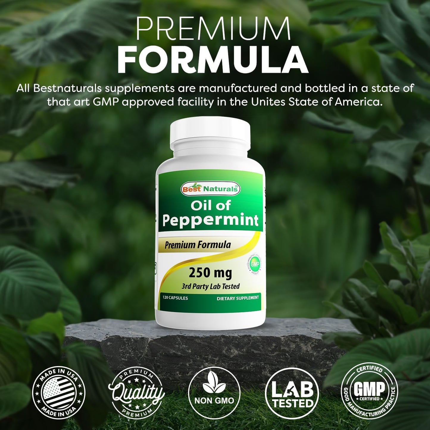 250 mg Peppermint Oil Dietary Supplement for Bowel Soothing - 120 Count by Best Naturals