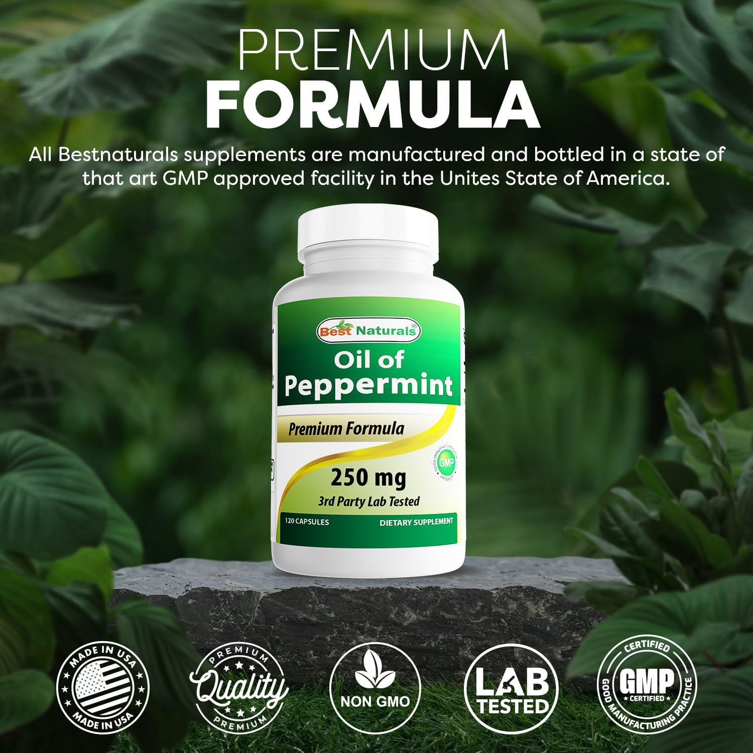 250 mg Peppermint Oil Dietary Supplement for Bowel Soothing - 120 Count by Best Naturals
