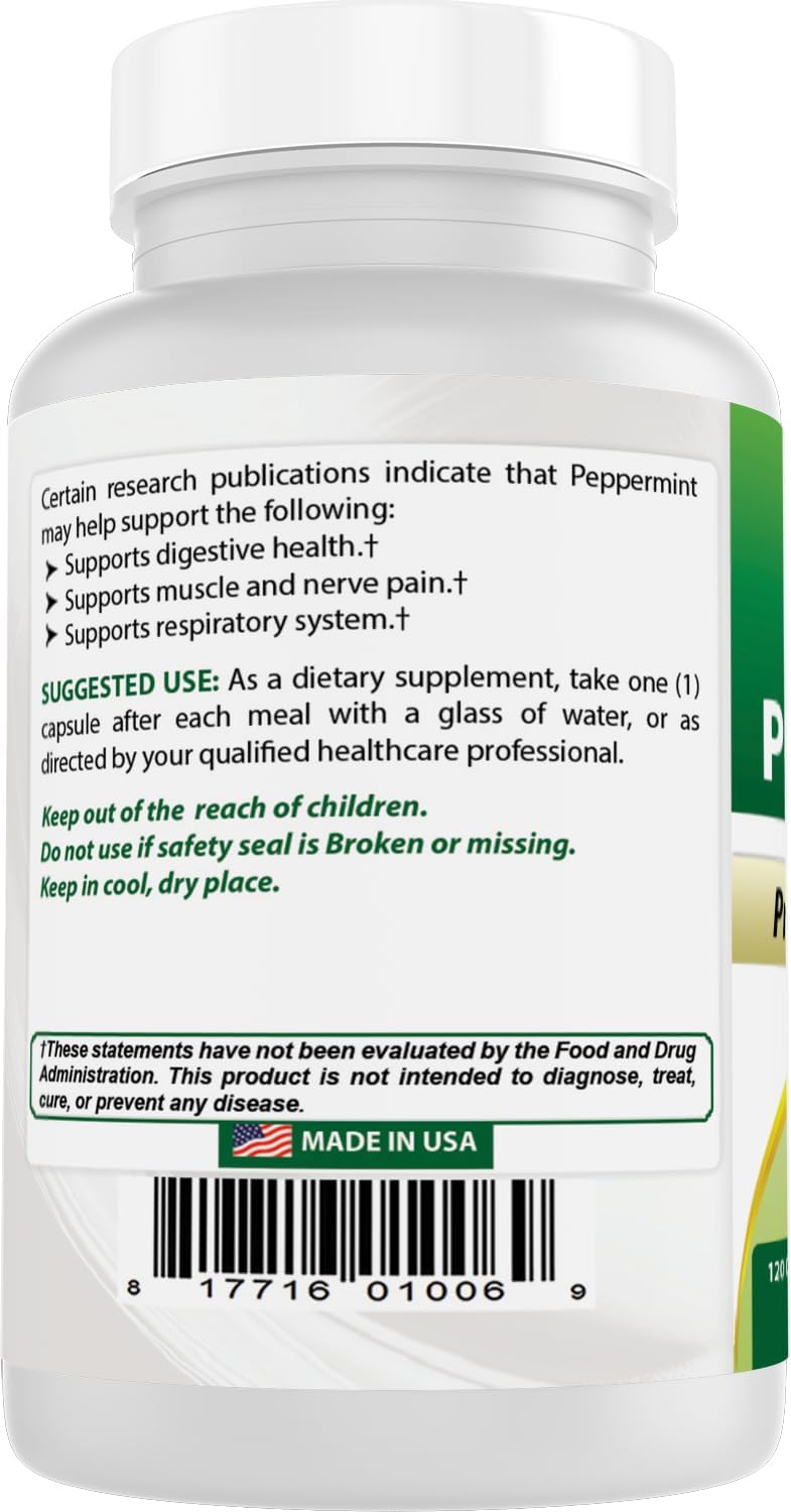 250 mg Peppermint Oil Dietary Supplement for Bowel Soothing - 120 Count by Best Naturals