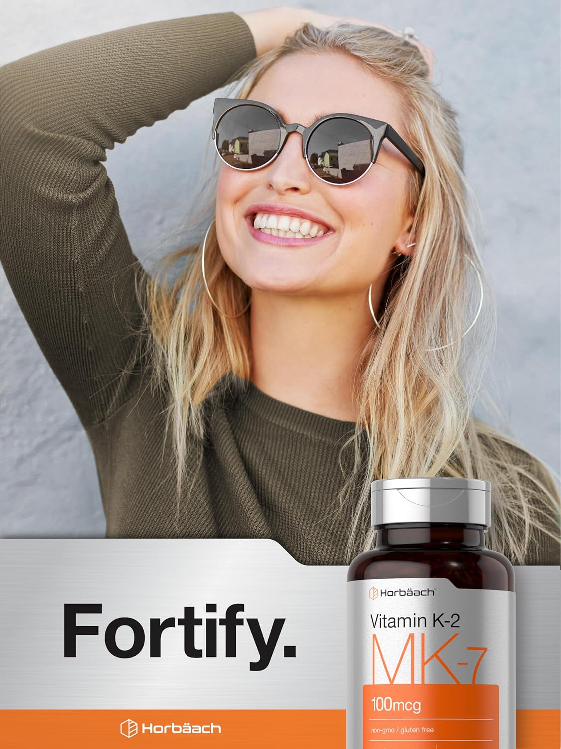 250 Non-GMO, Gluten Free Horbäach Vitamin K2 MK7 100mcg Softgels - Dietary Supplement