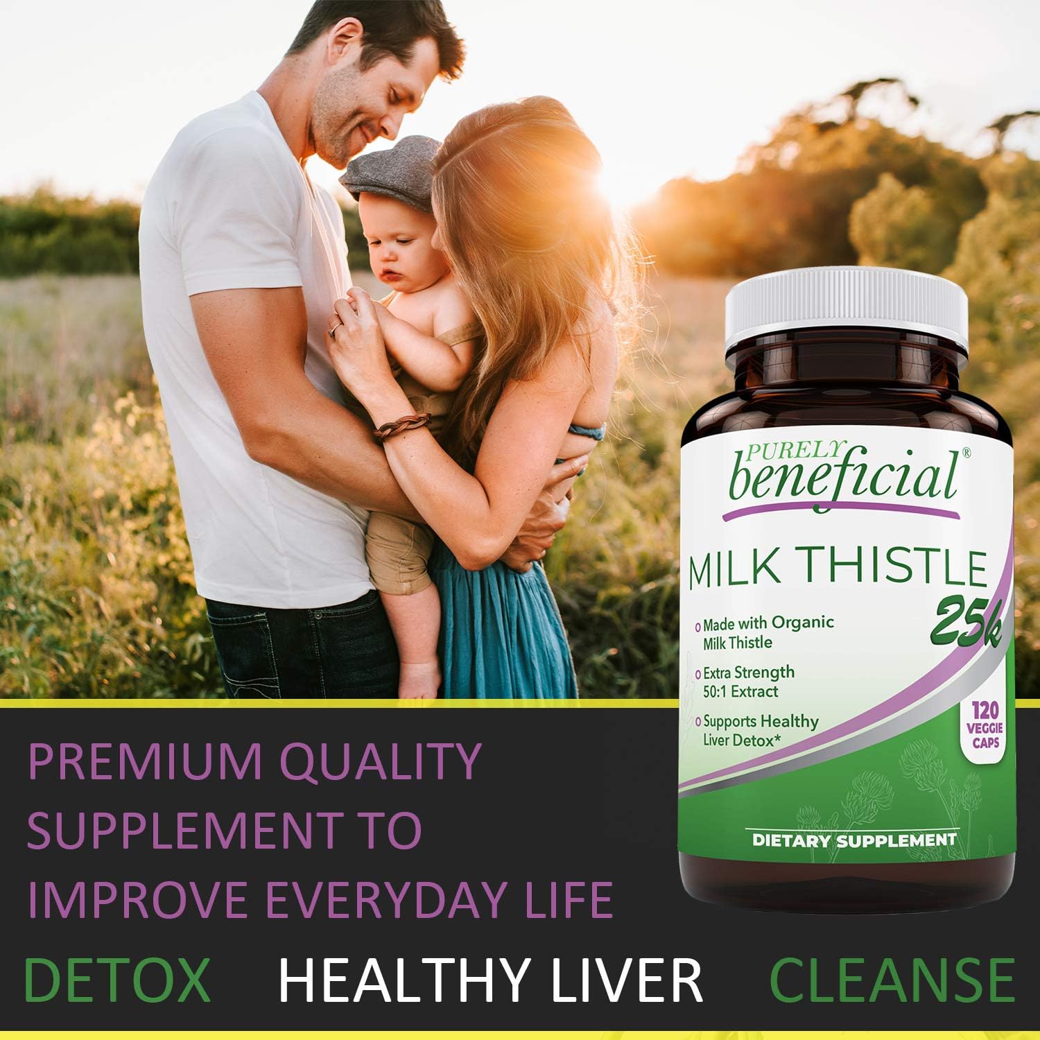 25,000 MG Strength Milk Thistle Capsules - 120 Vegan Pills - Liver Cleanse & Detox - Non-GMO - 4 Month Supply