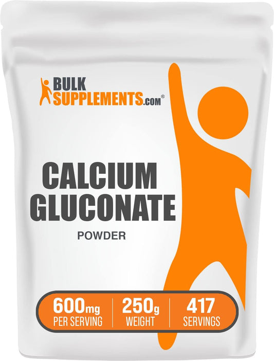 250g Bulk Calcium Gluconate Powder - Bone Health Supplement - Non-Fortified Calcium Powder - Gluconate Calcium Supplement (8.8 oz)