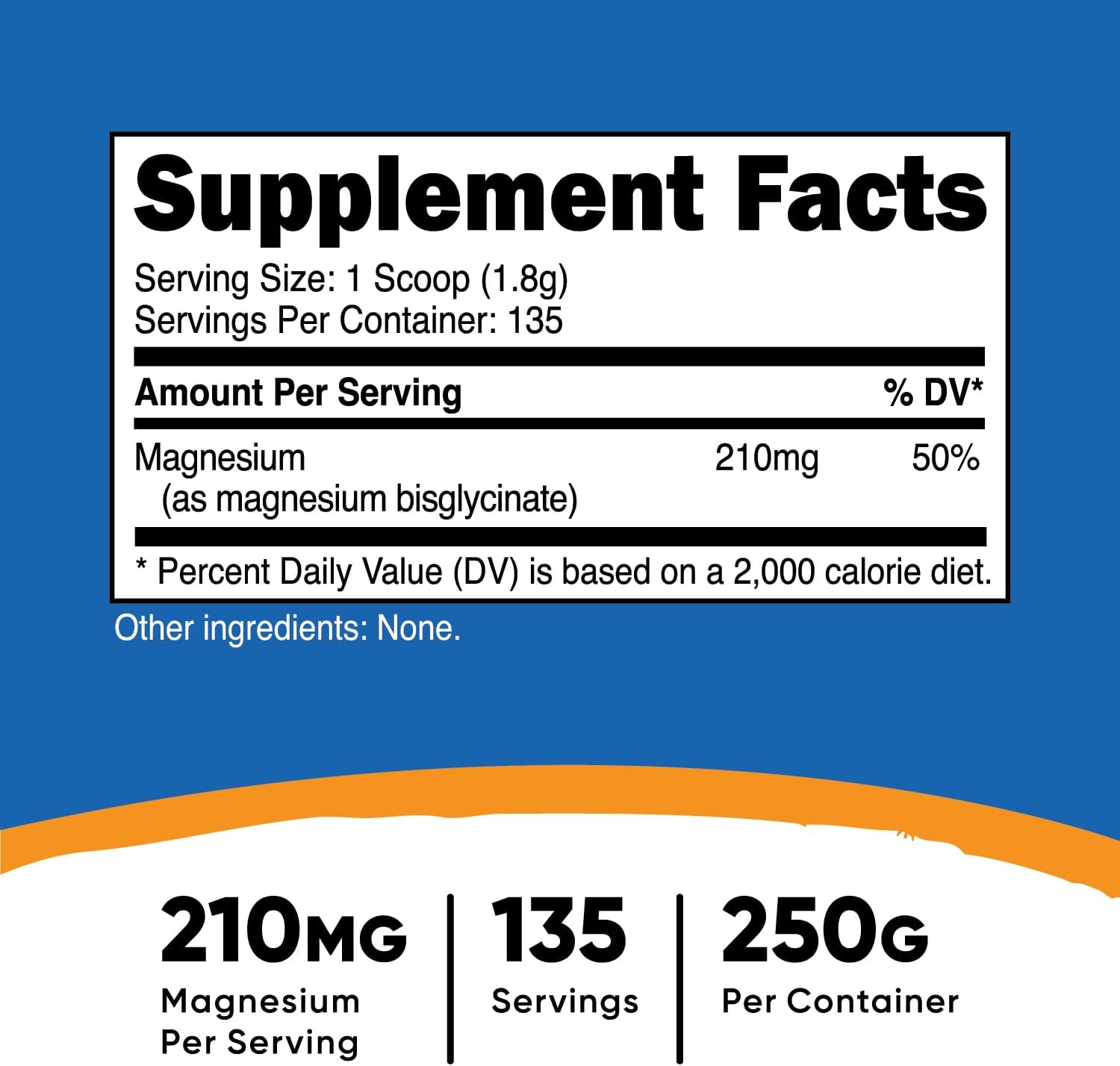 250g Nutricost Magnesium Glycinate Powder - Unflavored Formula
