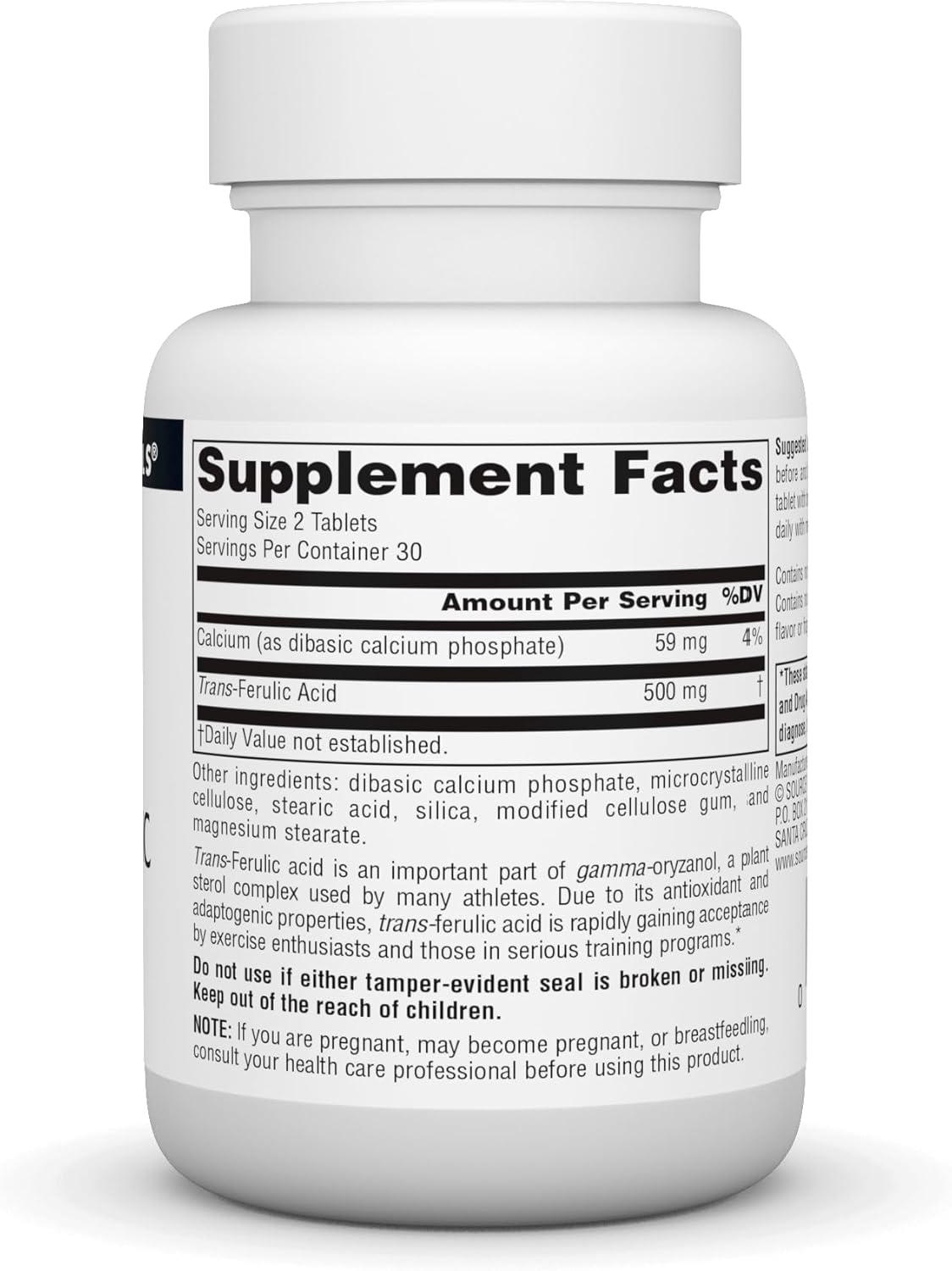 250mg Trans-Ferulic Acid Supplement by Source Naturals - 60 Tablets