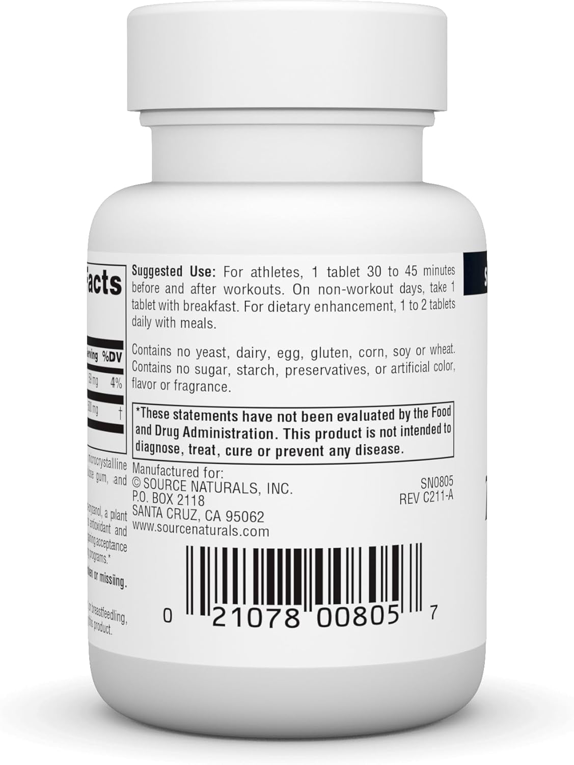 250mg Trans-Ferulic Acid Supplement by Source Naturals - 60 Tablets