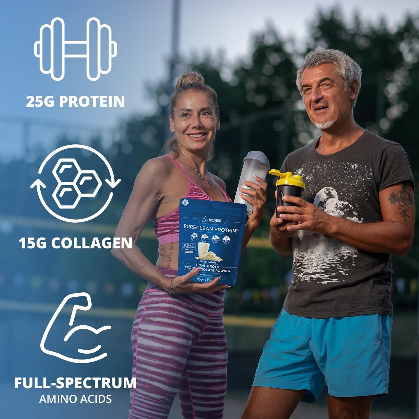 25G Organic Grass Fed Beef Bone Broth Protein Powder with Collagen Peptides - Paleo, Keto, Gluten-Free - 500g Unflavored