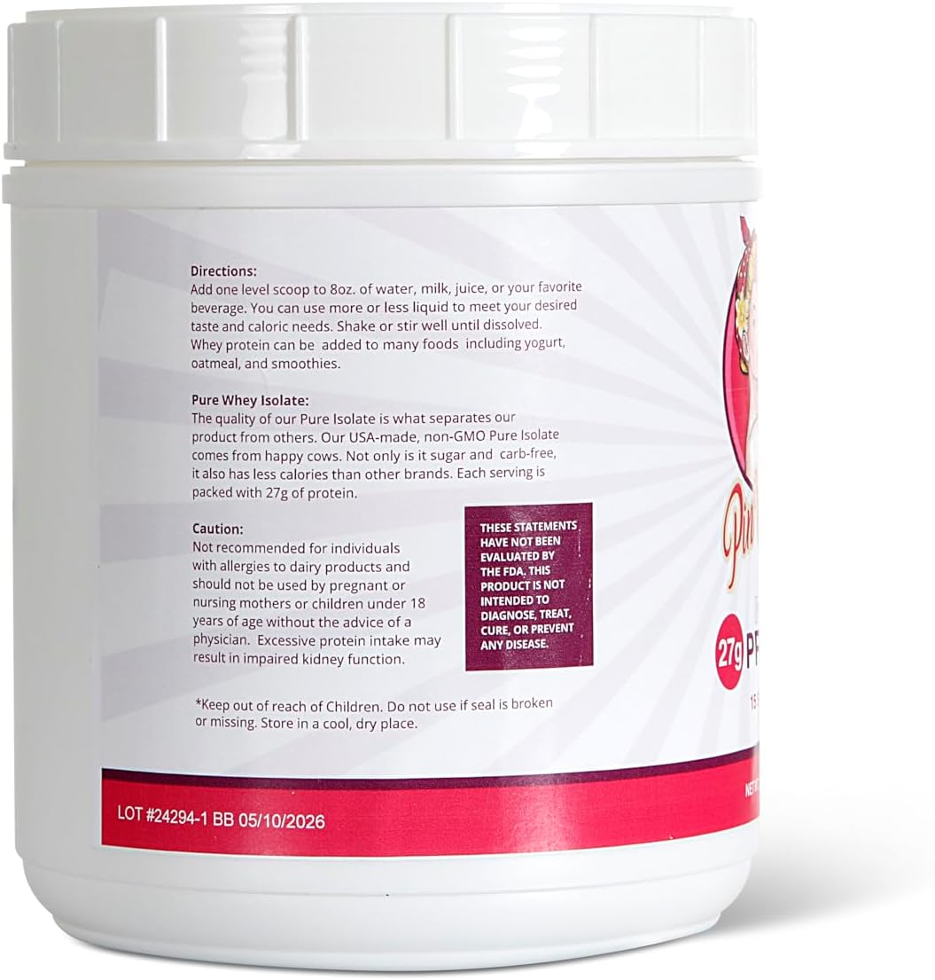 25g Protein Naked Whey Isolate Powder for Women - Muscle-Building, Fat Free, Low Cal, No Sugar - Unflavored