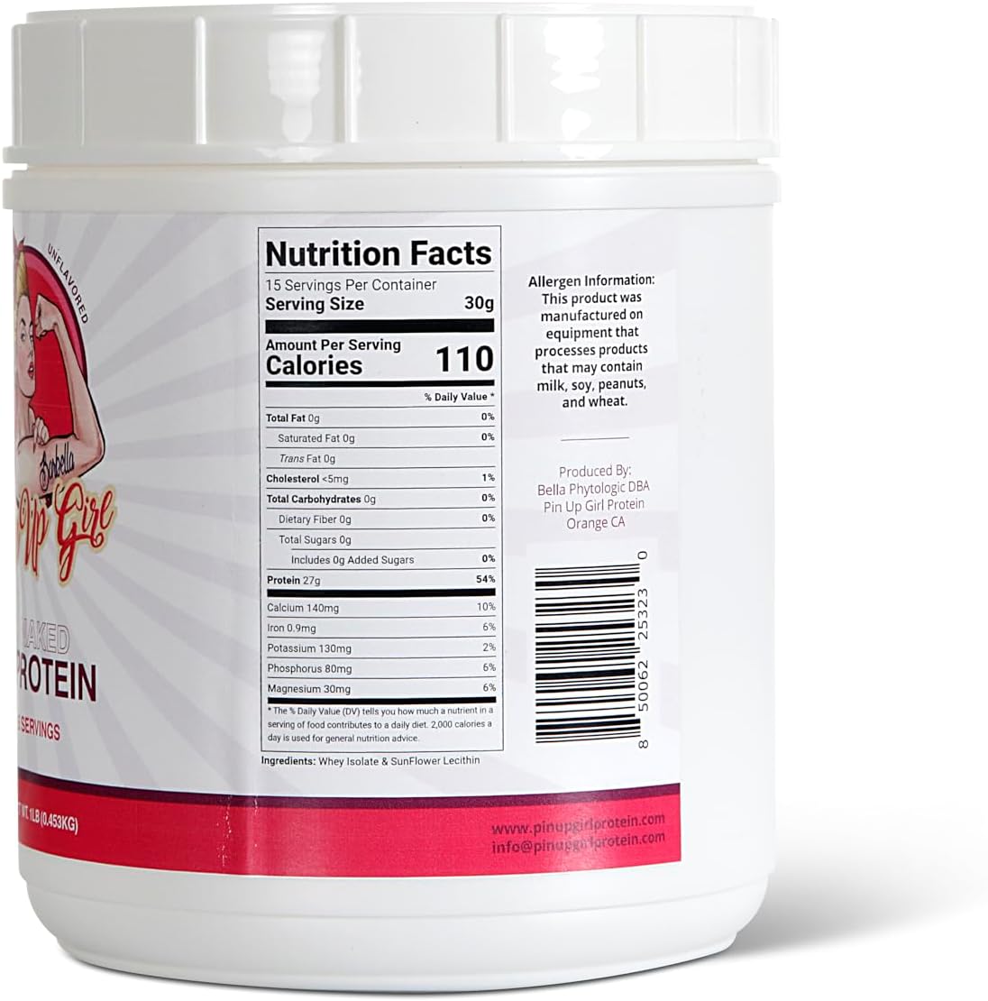 25g Protein Naked Whey Isolate Powder for Women - Muscle-Building, Fat Free, Low Cal, No Sugar - Unflavored