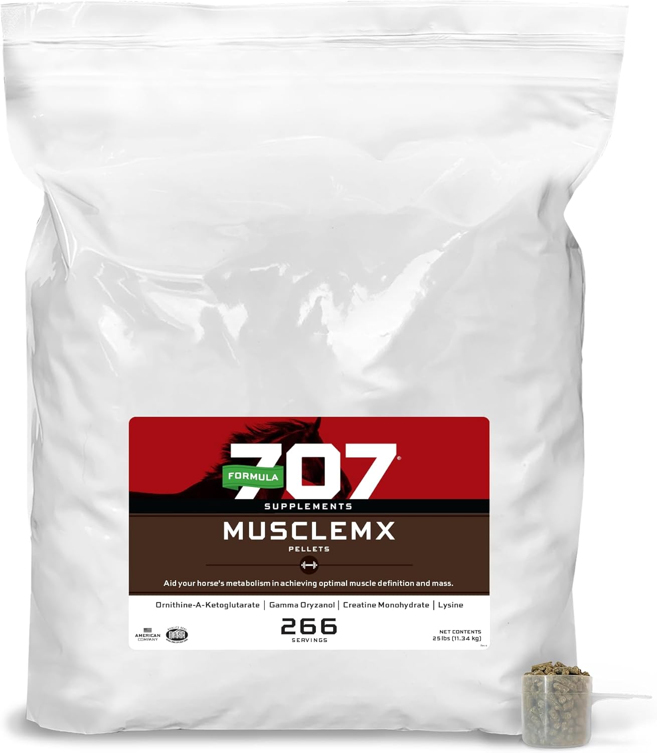 25lb Refill Bag of Formula 707 MuscleMx Equine Supplement for Conditioning and Muscle Building in Horses with Lysine, Gamma Oryzanol, Creatine, and OKG