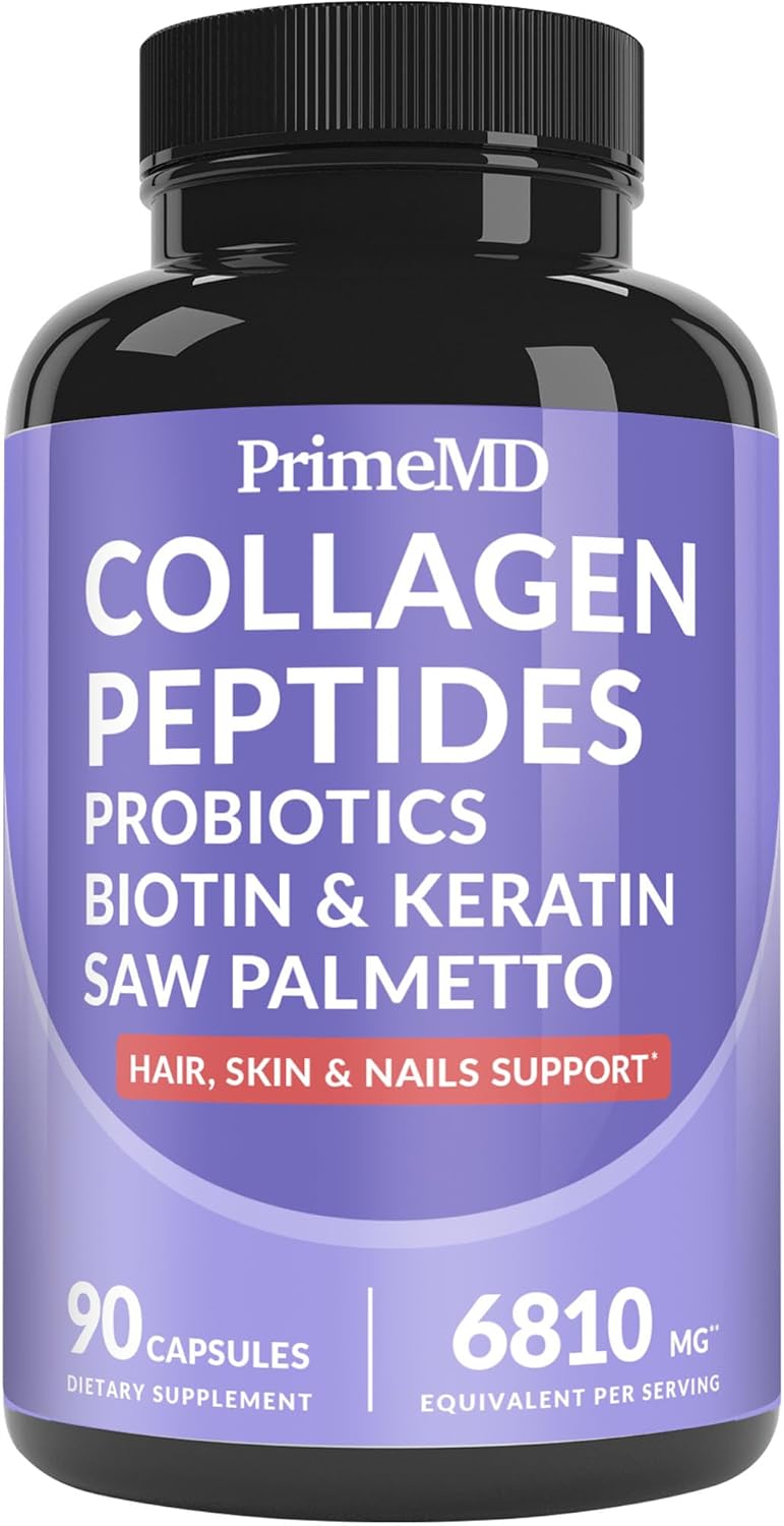27-in-1 Hair Skin and Nails Vitamins with Biotin 10000mcg - Collagen Supplements for Men and Women - Keratin Supplements with Probiotics and Saw Palmetto - 90ct
