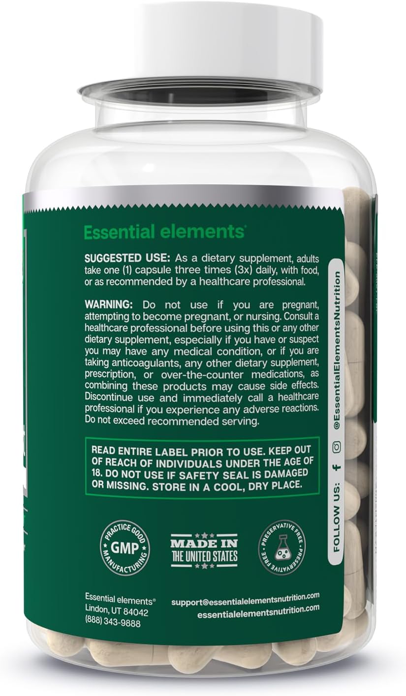 270 Capsules Essential Elements Bone Boost Bone Health Supplement with Vitamin D3, K2, and Cissus Quadrangularis for Bone Strength - 90 Day Supply - Pack of 3