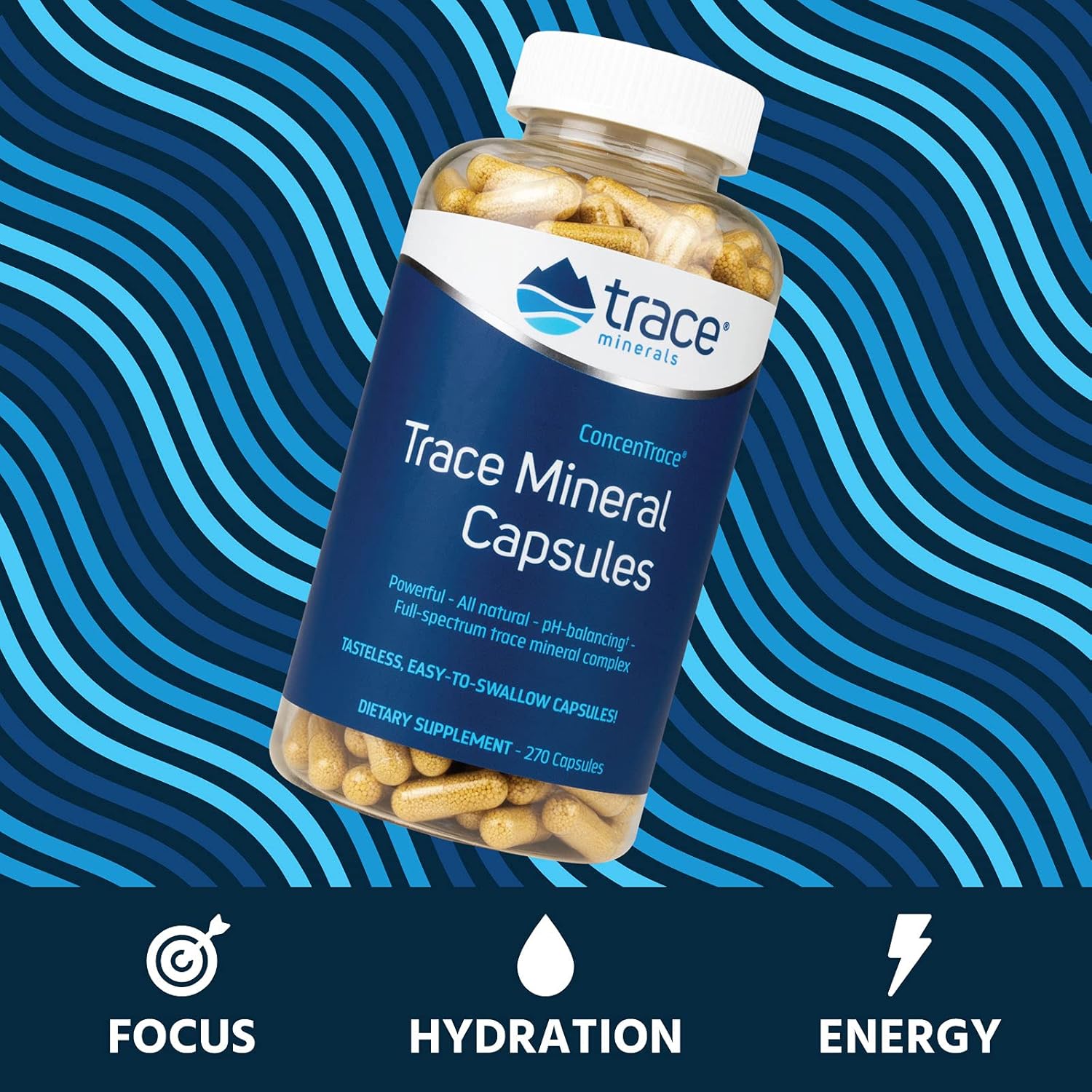 270 Low-Sodium ConcenTrace Capsules for Bone Health & Energy Boost - Electrolyte Support & Hydration Supplement - 90 Servings