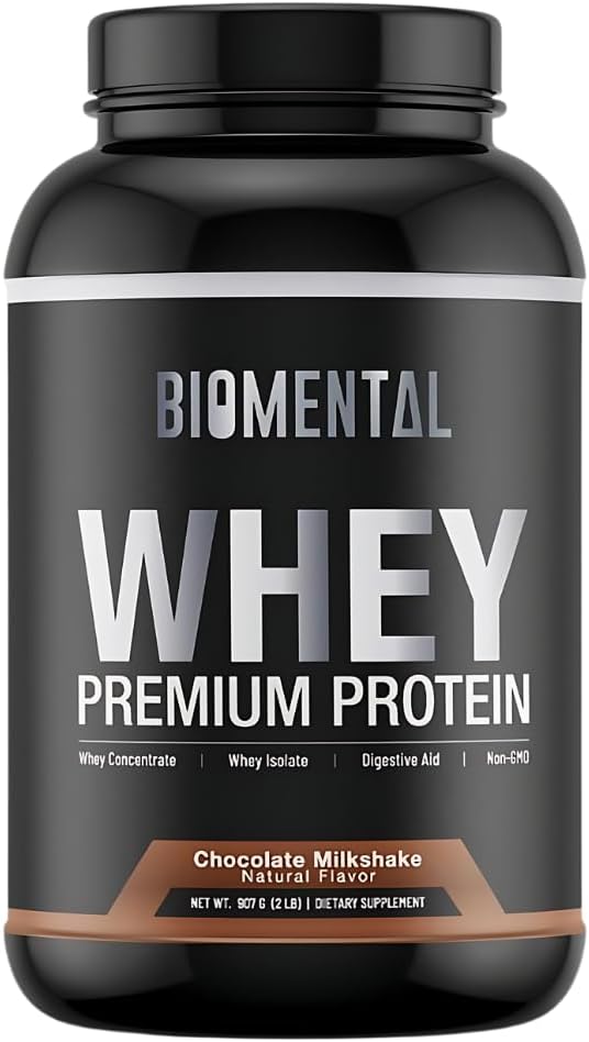 2lb Biomental Chocolate Whejson Protein Powder - Premium Fitness Nutrition Supplement for Muscle Growth & Recovery - No Artificial Flavors or Sweeteners