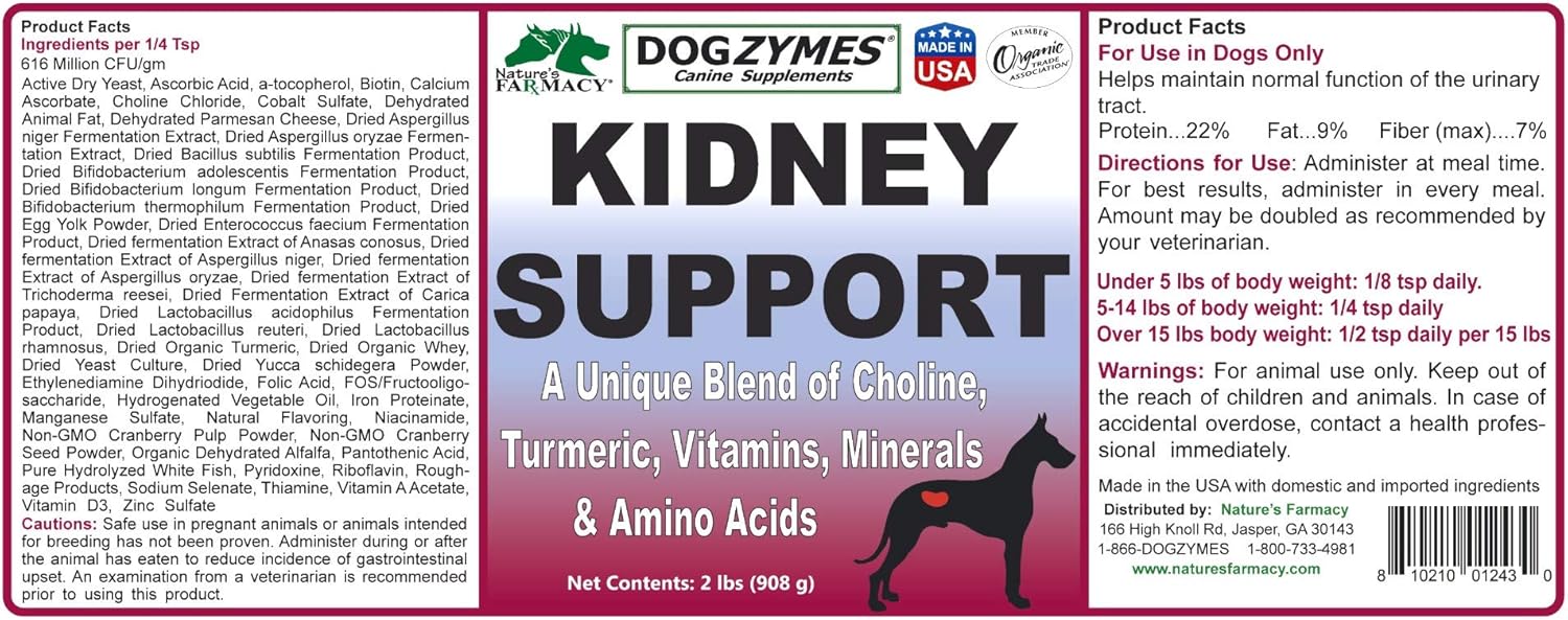 2lb Dogzymes Kidney Support Powder for Dogs - Promotes Healthy Kidney Function & Urinary Tract Health