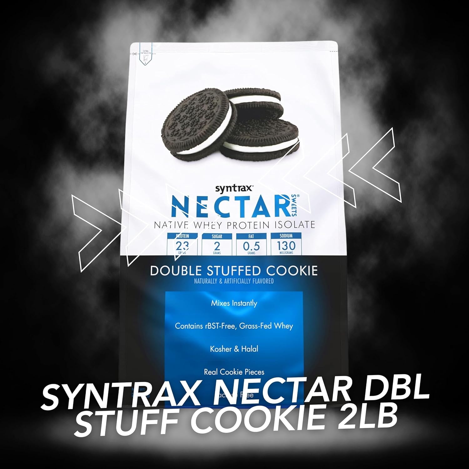2lb Double Stuffed Cookie Flavor Nectar Sweets Whey Isolate Protein Powder Bundle with Free Worldwide Nutrition Keychain - Gluten and Lactose-Free