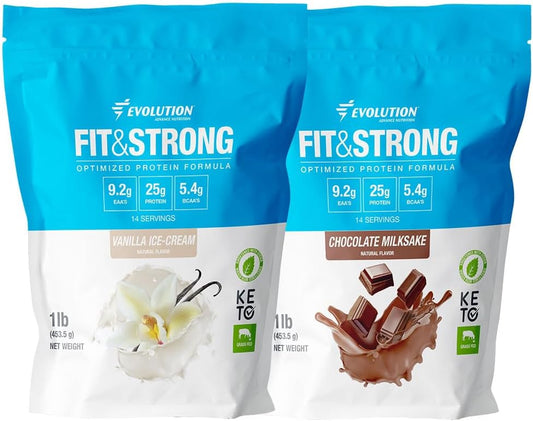 2lb Evolution Advance Nutrition Fit & Strong Whey Protein Powder with BCAA - Natural Vanilla & Chocolate Flavors