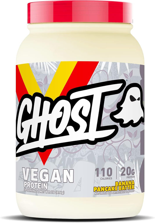 2lb GHOST Vegan Protein Powder, Banana Pancake Batter - 20g Plant-Based Protein - Pea & Pumpkin Protein - Post Workout & Nutrition Shake, Smoothie, Baking - Soy & Gluten-Free