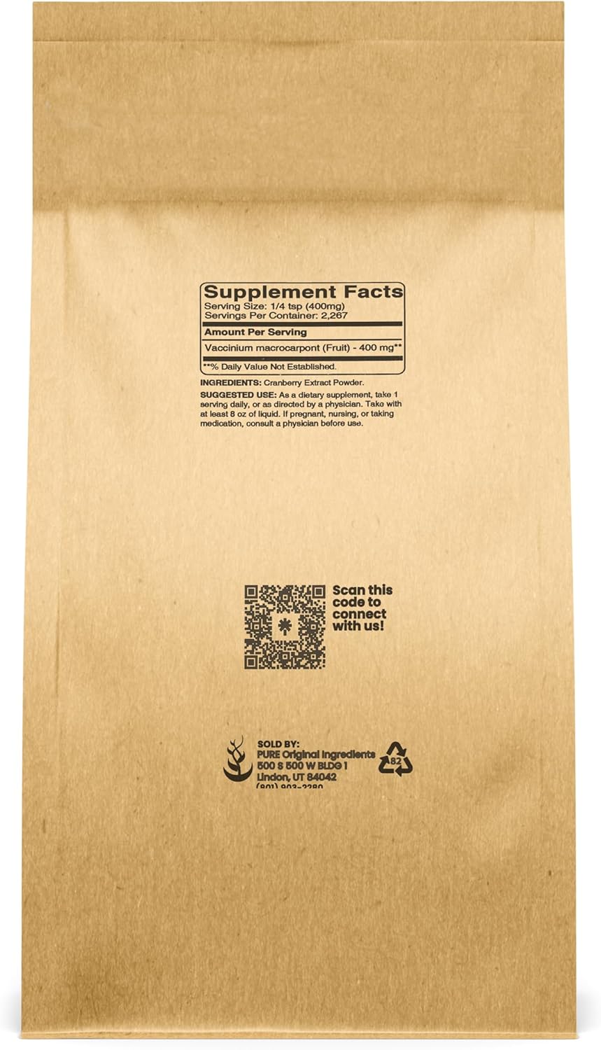 2lb Gluten-Free Herbal Supplement with Pure Original Cranberry Extract