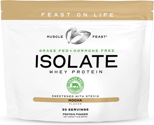 2lb Muscle Feast Grass-Fed Whey Protein Isolate - Mocha Flavor, All Natural and Hormone-Free, Pasture Raised
