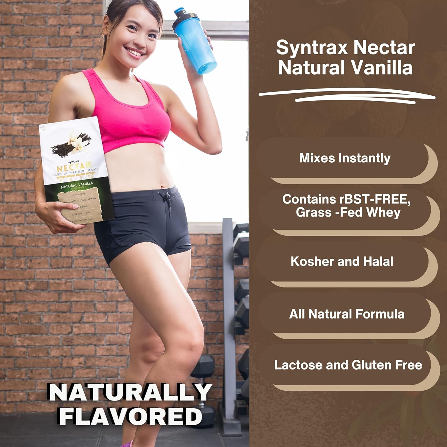 2lb Nectar Naturals Vanilla Whey Protein Powder Bundle with Free Worldwide Nutrition Keychain - Lactose & Gluten-Free