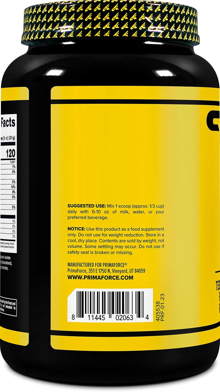 2lb Primaforce Vanilla Whey Protein Isolate Powder - Non-GMO, Gluten Free Formula