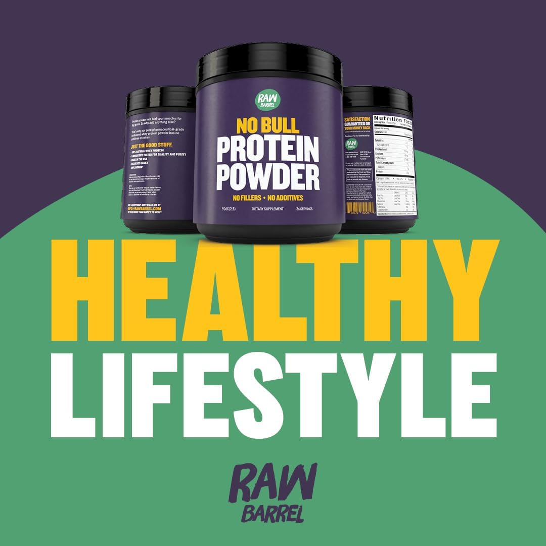 2lb Raw Barrel Unflavored Whey Protein Powder - High Protein, Low Carb, No Additives - Pure Instantized Whey Supplement