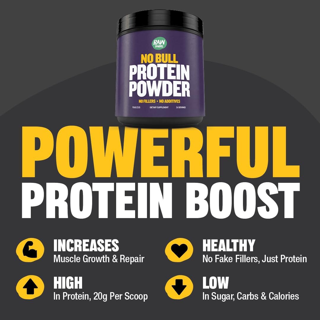 2lb Raw Barrel Unflavored Whey Protein Powder - High Protein, Low Carb, No Additives - Pure Instantized Whey Supplement