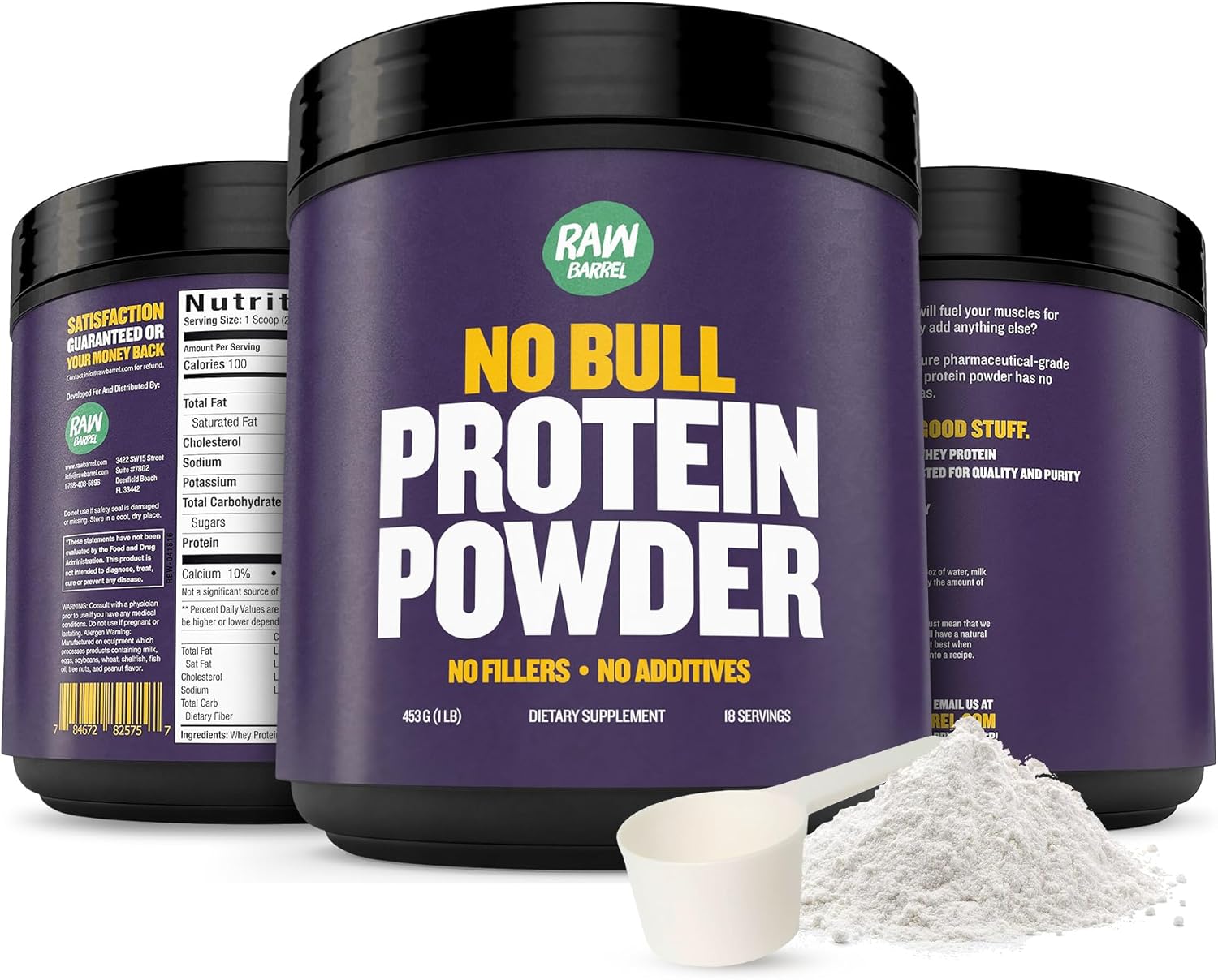 2lb Raw Barrel Unflavored Whey Protein Powder - High Protein, Low Carb, No Additives - Pure Instantized Whey Supplement
