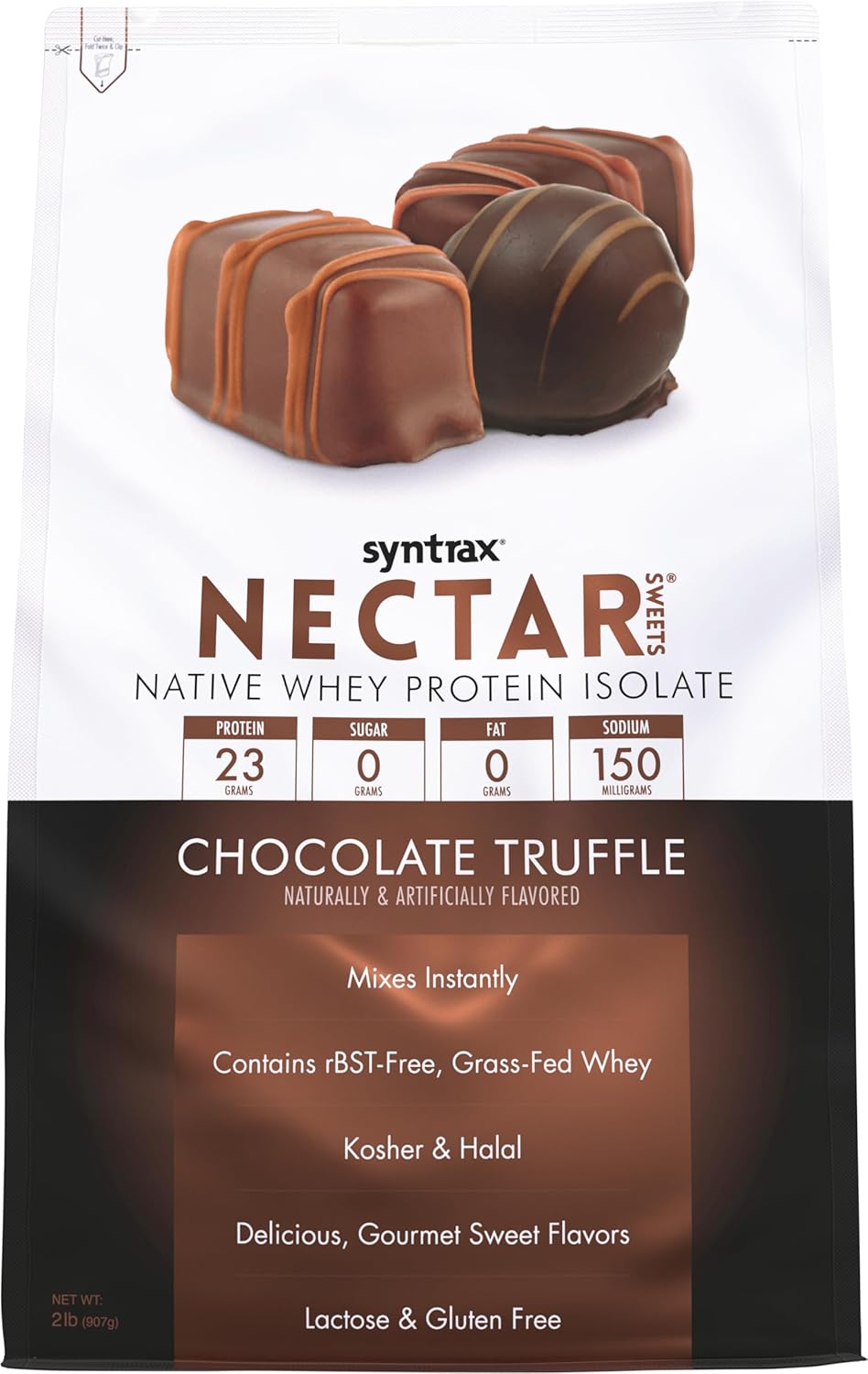 2lb Syntrax Nectar Sweets Chocolate Truffle Protein Powder - Delicious Low Carb Sweetened with Sucralose