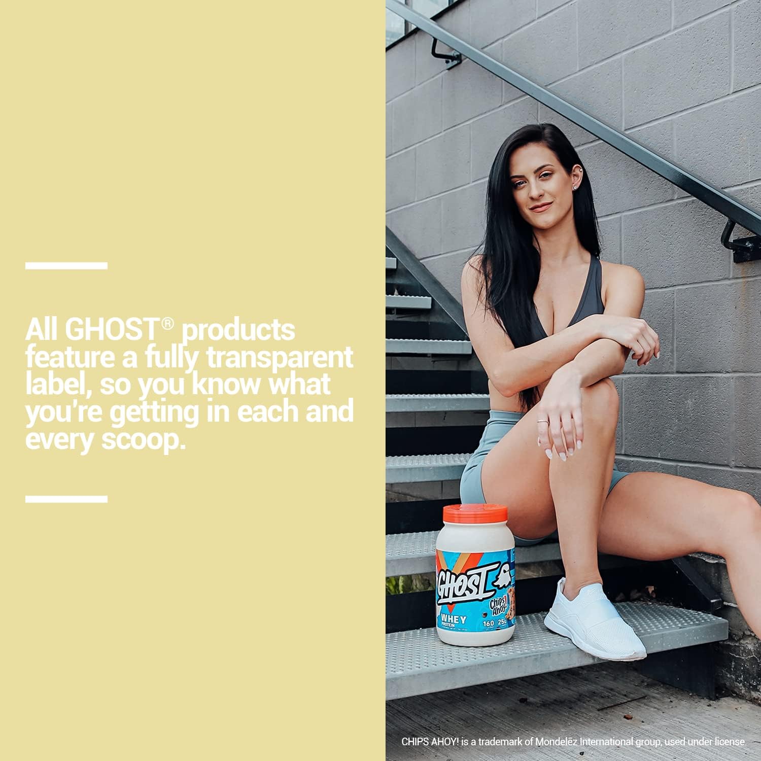 2LB Tub of GHOST Whey Protein Powder - Chocolate Chip Cookie Flavored Blend with 25G Protein
