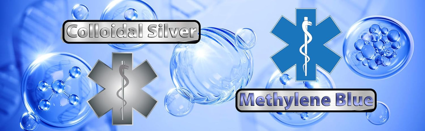 2oz High Purity New Methylene Blue with Colloidal Silver Liquid Supplement for Brain & Cognitive Health