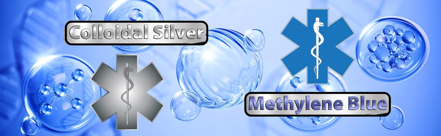 2oz High Purity New Methylene Blue with Colloidal Silver Liquid Supplement for Brain & Cognitive Health