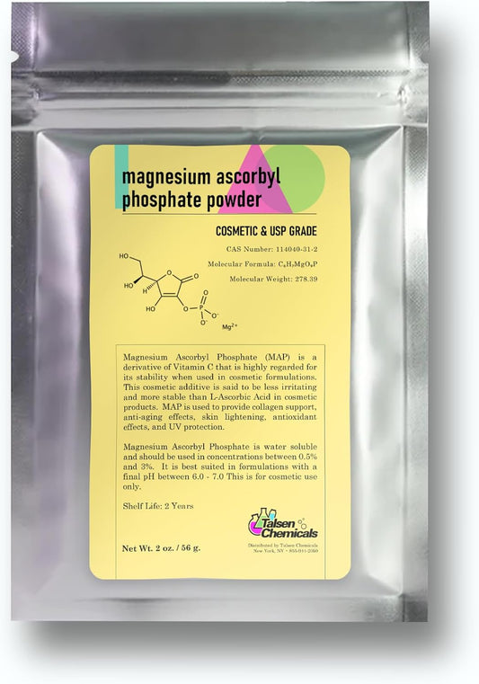 2oz Talsen Chemicals Magnesium Ascorbyl Phosphate MAP Powder for DIY Skincare - Stable Vitamin C Powder