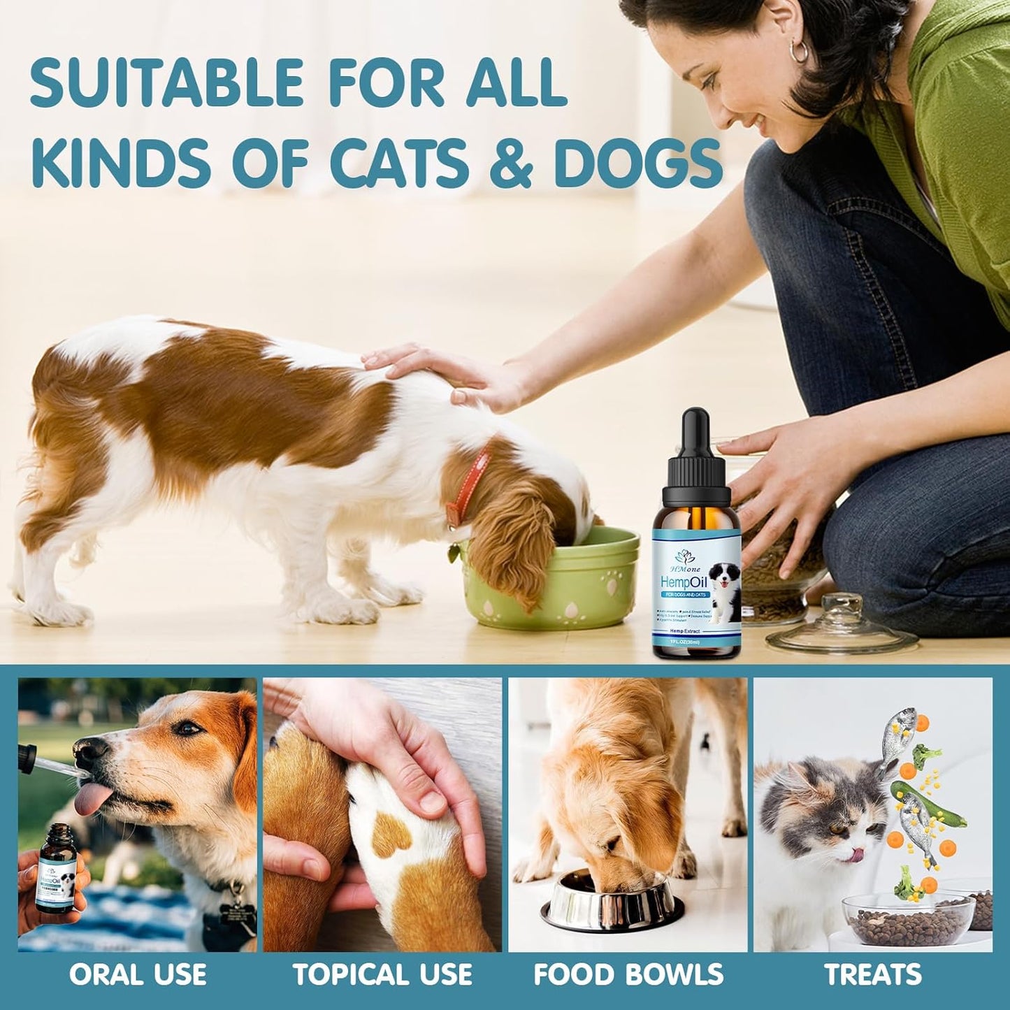 2PACK HMonemetabolism boosterOil for Dogs and Cats: Anxiety, Stress, Seizures, Arthritis, Hip Joint Pain Relief - Calming Drops, Sleep Aid