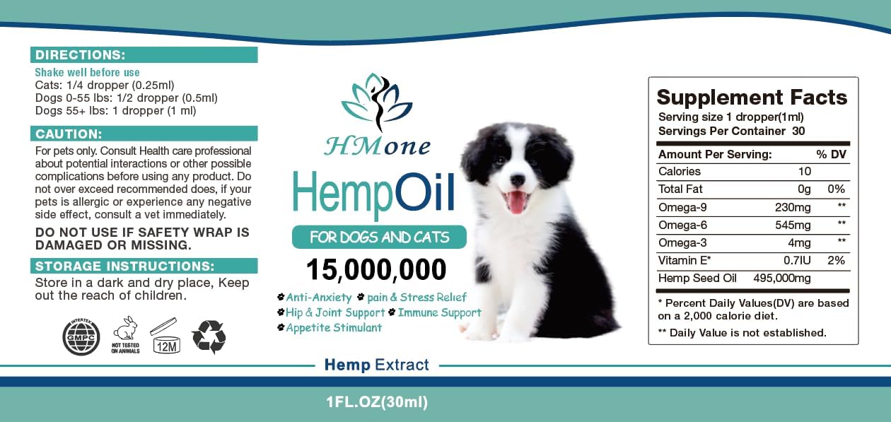 2PACK HMonemetabolism boosterOil for Dogs and Cats: Anxiety, Stress, Seizures, Arthritis, Hip Joint Pain Relief - Calming Drops, Sleep Aid