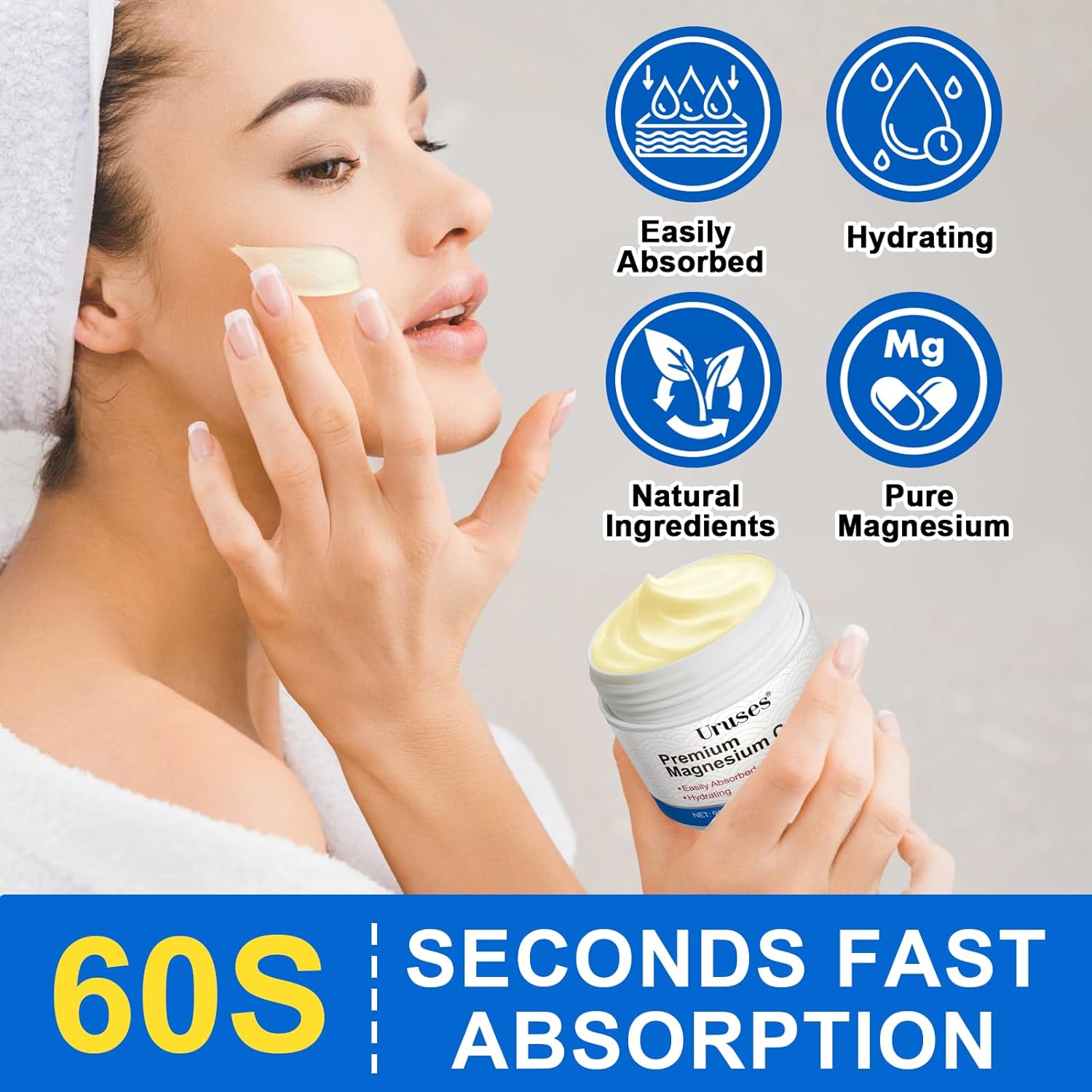 2PCS Highly Concentrated Magnesium Cream for Muscle & Joint Care - Magnesium Lotion with Pure Zechstein Magnesium - Topical Magnesium Chloride Oil Cream