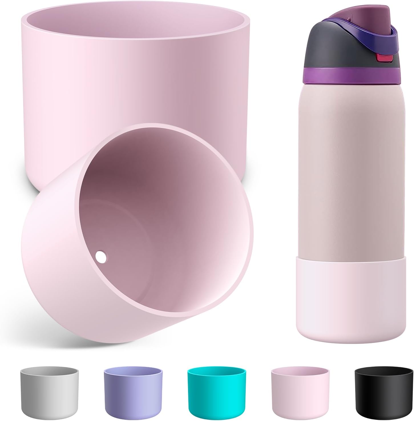 2PCS Silicone Protective Sleeves for Owala Stainless Steel Water Bottles - Anti-Slip Bottom Bumper for 24oz, 32oz, 40oz - Compatible with FreeSip, Twist, and Flip