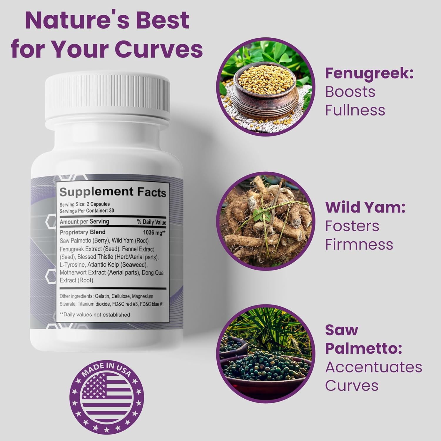 3 Bottles Major Curves Butt Enhancement and Enlargement Capsules - Natural Pills for Bigger Booty