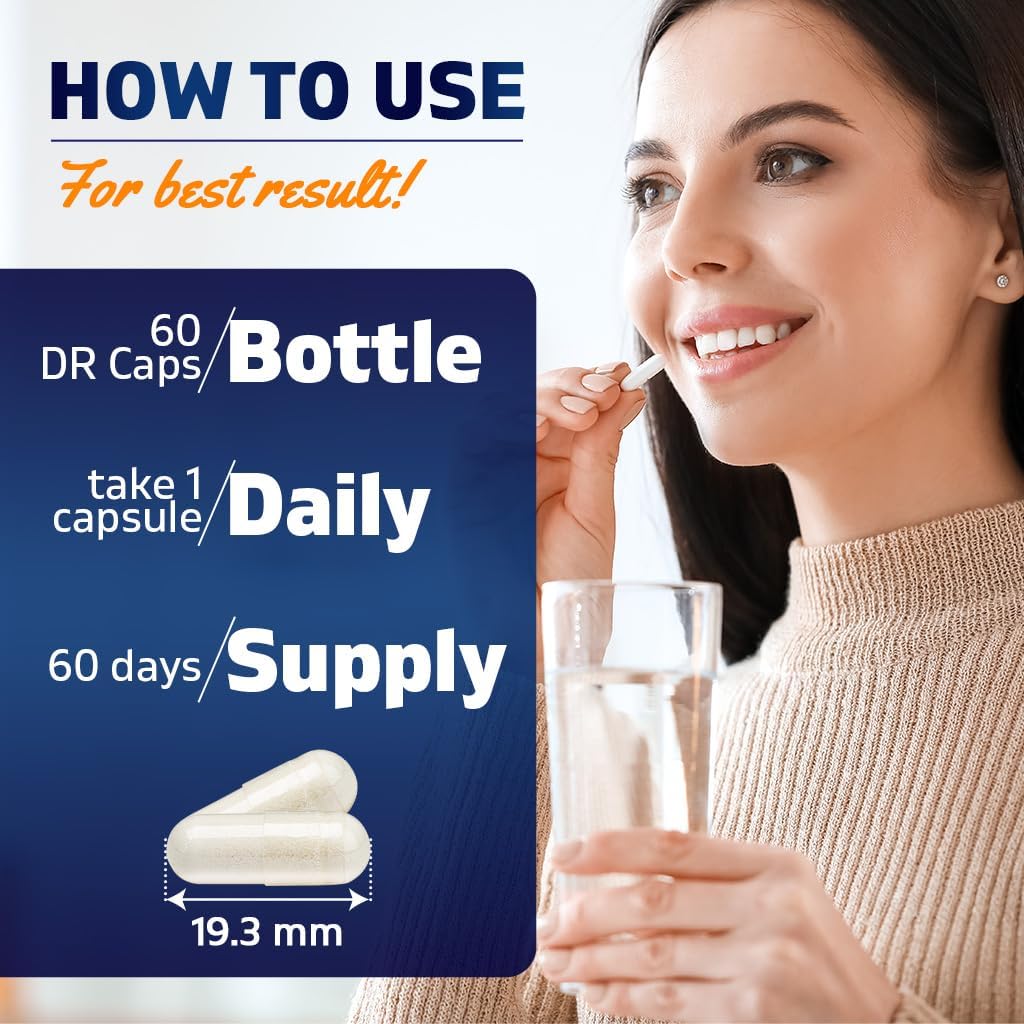 3 Bottles of Vitamatic Lactobacillus Salivarius DR Capsules - 60 Count Each - 2 Billion CFUs - Prebiotic Inulin Fiber - Digestive Health Support