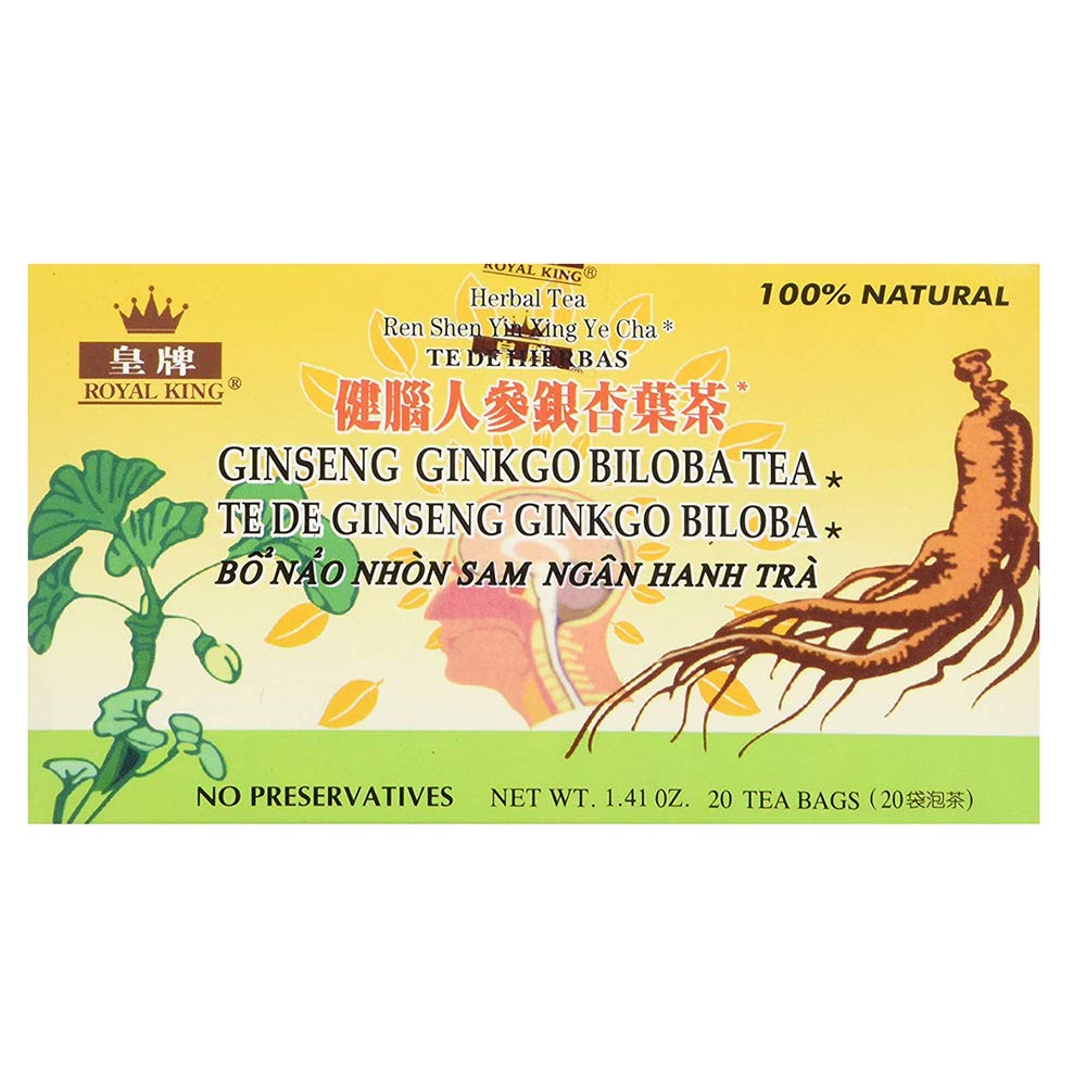 3 Boxes of Royal King Ginseng Ginkgo Biloba Tea with 20 Tea Bags Each
