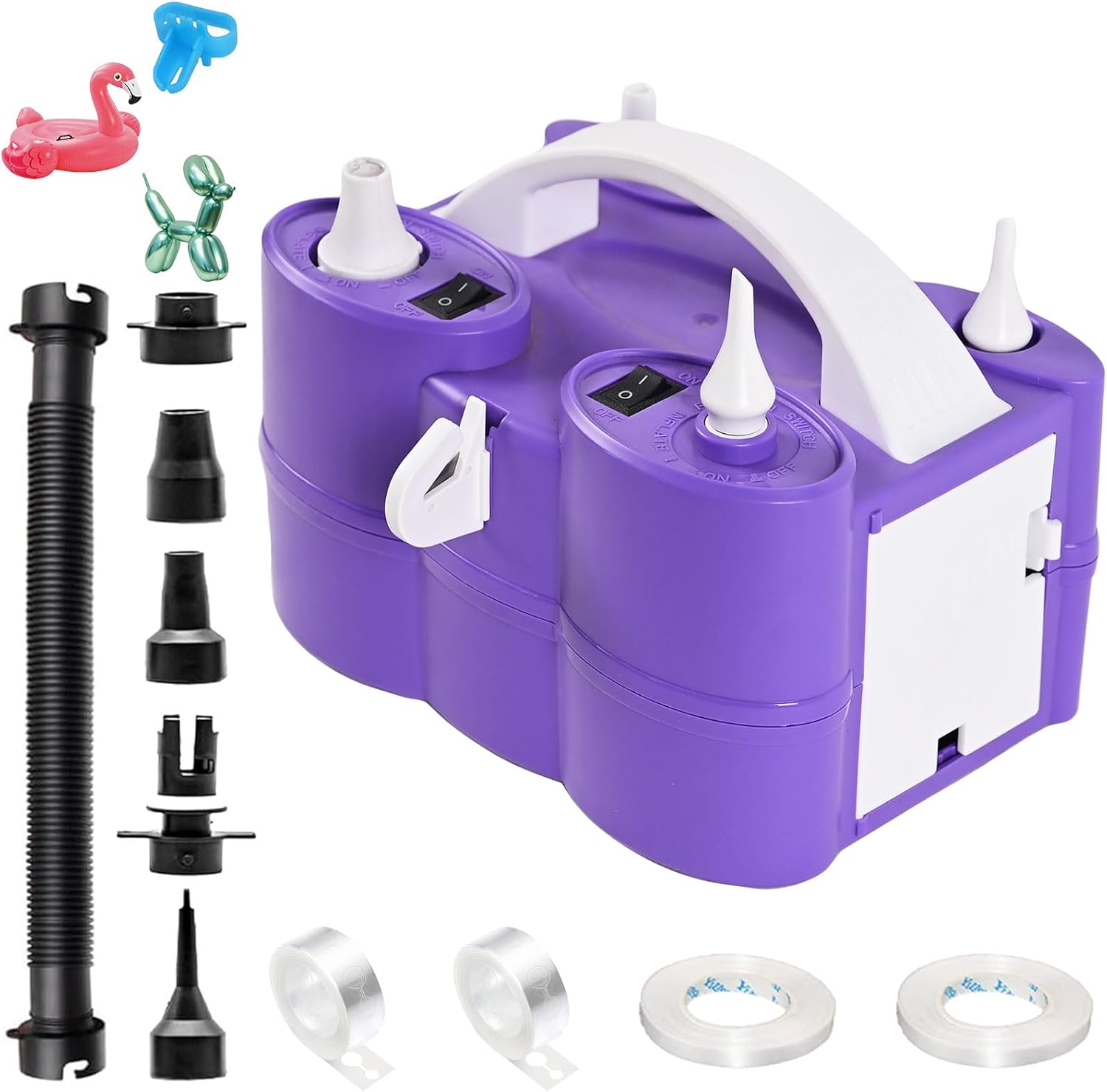 3-in-1 Portable Electric Balloon Pump for Inflatables and Balloons - Dual Nozzle Blower Machine for Latex, Foil Balloons, Pool Floats, and Air Mattress - 110V Inflator Deflator