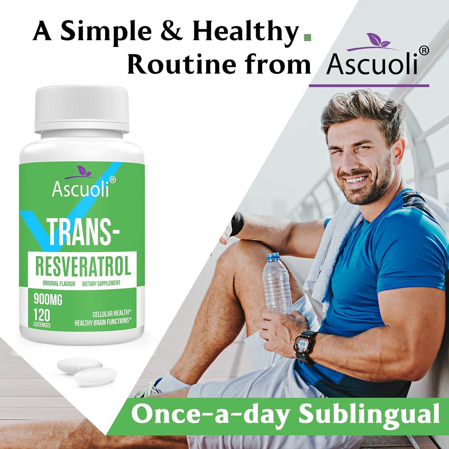 3-in-1 Sublingual Trans-Resveratrol Supplement - 99% Purity, NAD+ Boost, Immune Support, Anti-Aging - 120 Lozenges