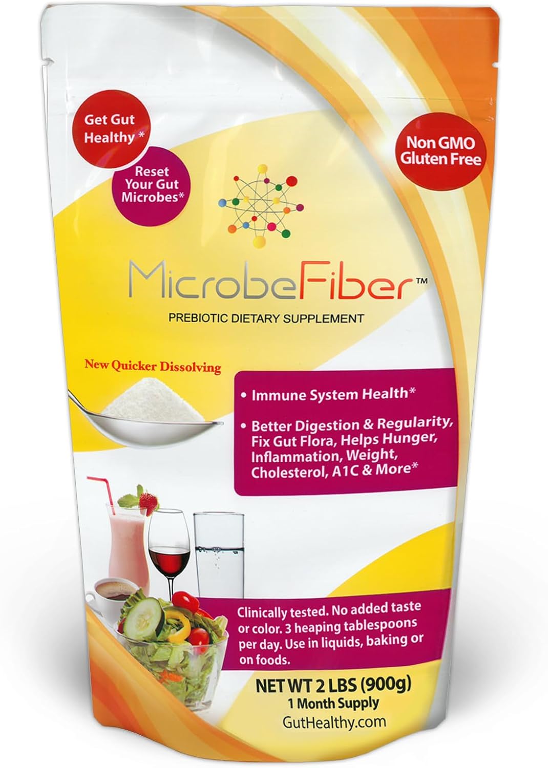 3-Month Supply of MicrobeFiber Prebiotic Soluble Fiber for Gut Health & Microbiome Reset