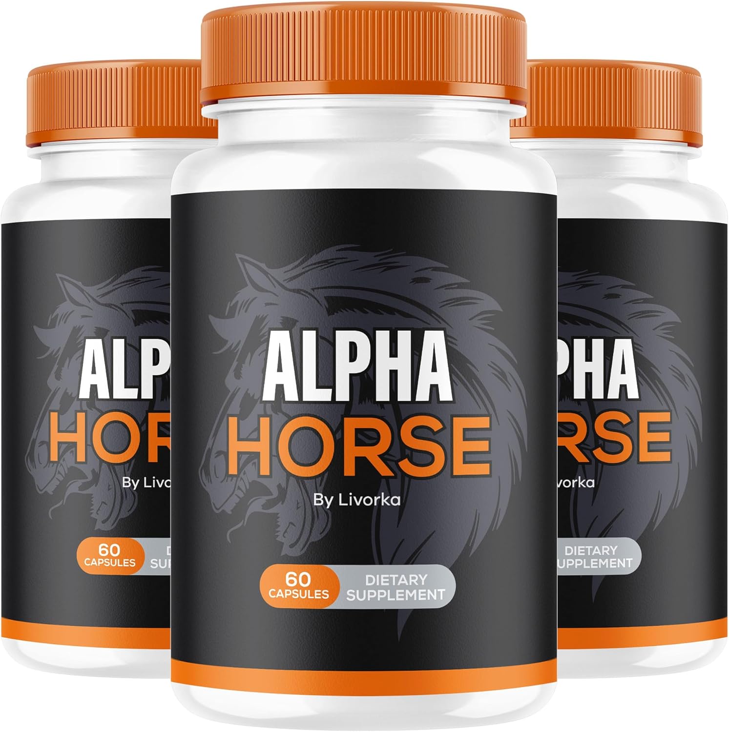 3 Pack Alpha Horse Supplement Capsules - All Natural Men's Vitamin Formula for 3 Month Support