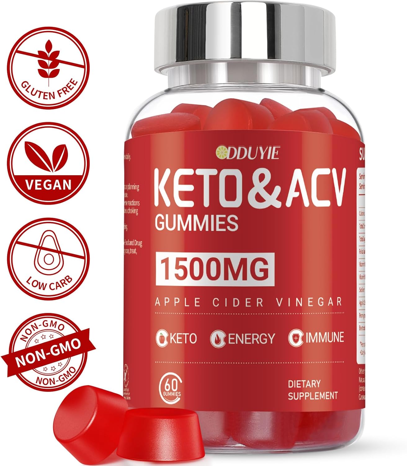 3 Pack Apple Cider Vinegar Gummies with Vitamin B6 & B12 for Energy | Keto ACV Supplement | Apple Flavor | 60 Vegan Gummies for Adults
